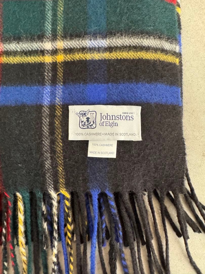 JOHNSTONS カシミア 大判 ブラックスチュワート
