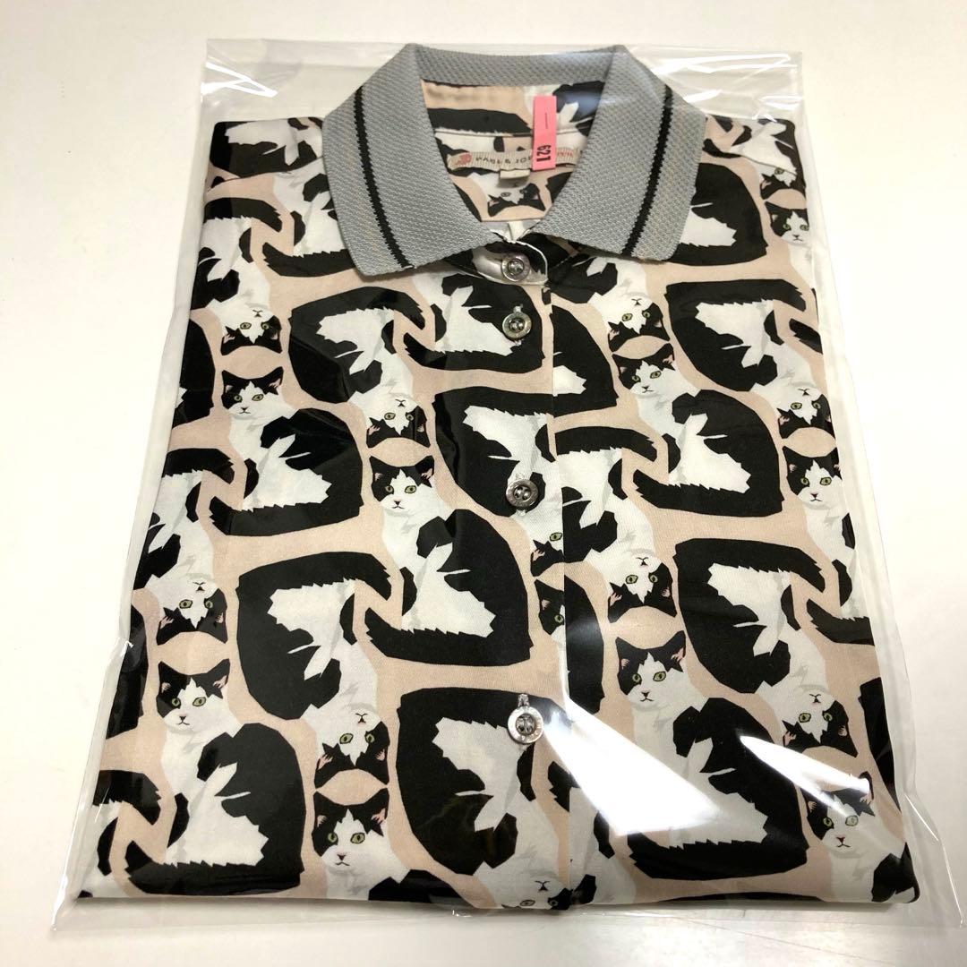 美品★ ポールアンドジョー シスター バンビーナ ハチワレ猫 ネコ柄 ポロシャツ