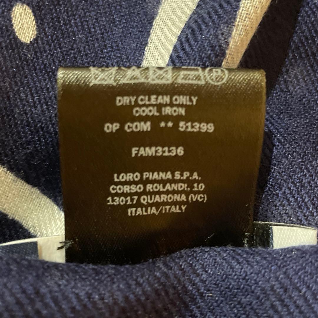 Loro Piana カシミア シルク ドット柄 スカーフ ストール ネイビー