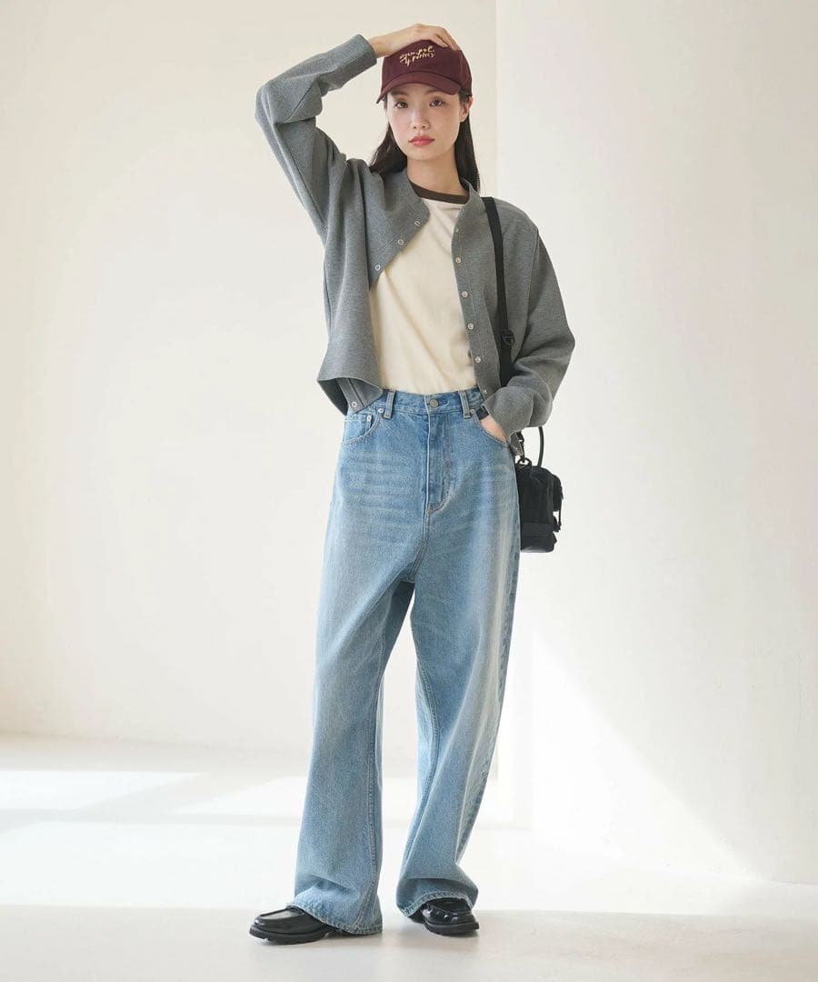 美品BEAUTY&YOUTHダブルフェイスリングボタンカーディガンウォッシャブル