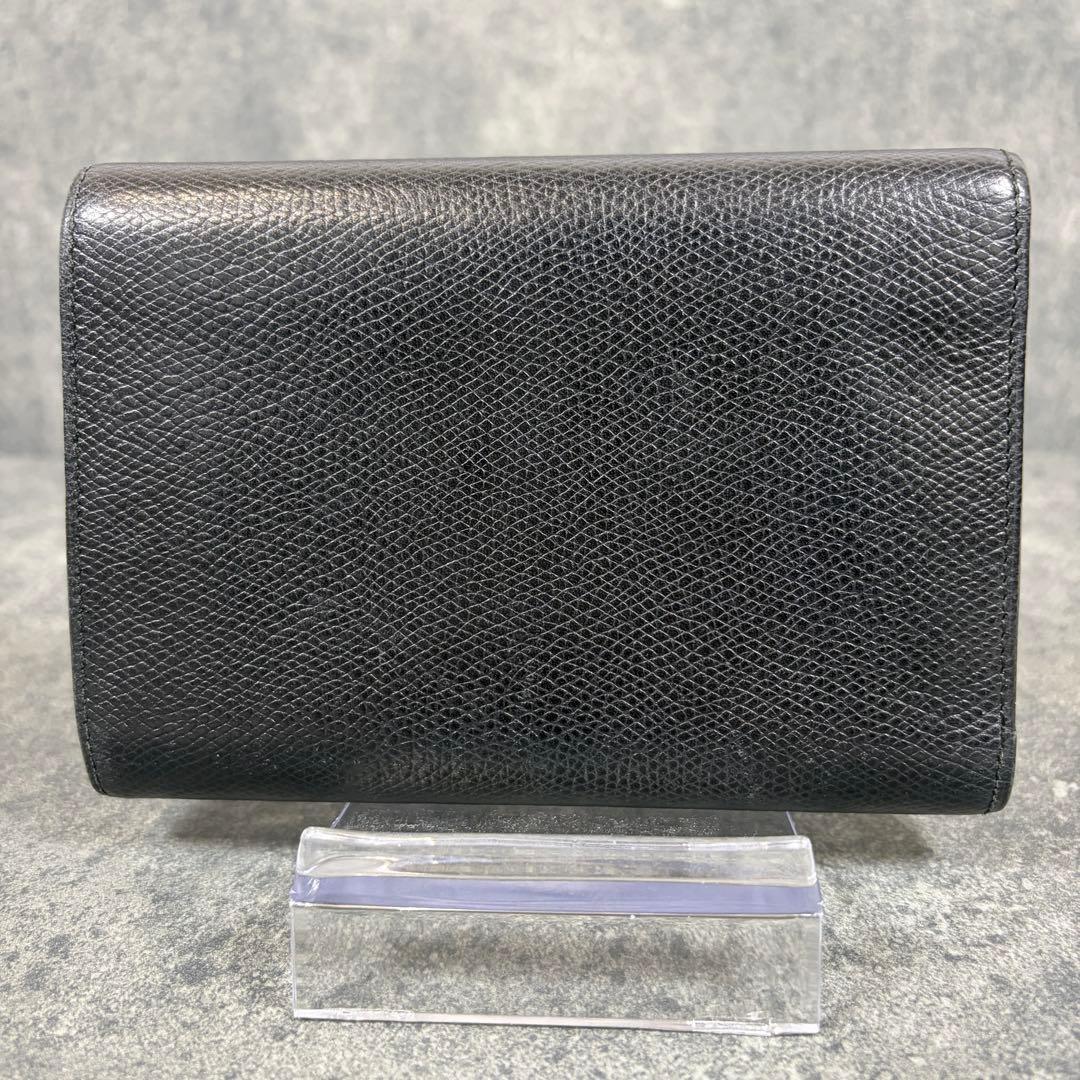 LOEWE アナグラム オールレザー 三つ折り財布 コンパクトシボ革 黒 収納◎