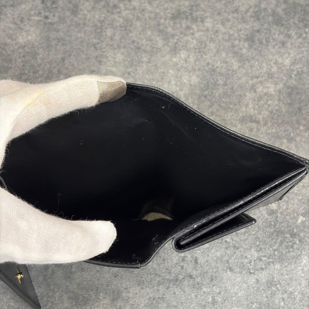 LOEWE アナグラム オールレザー 三つ折り財布 コンパクトシボ革 黒 収納◎