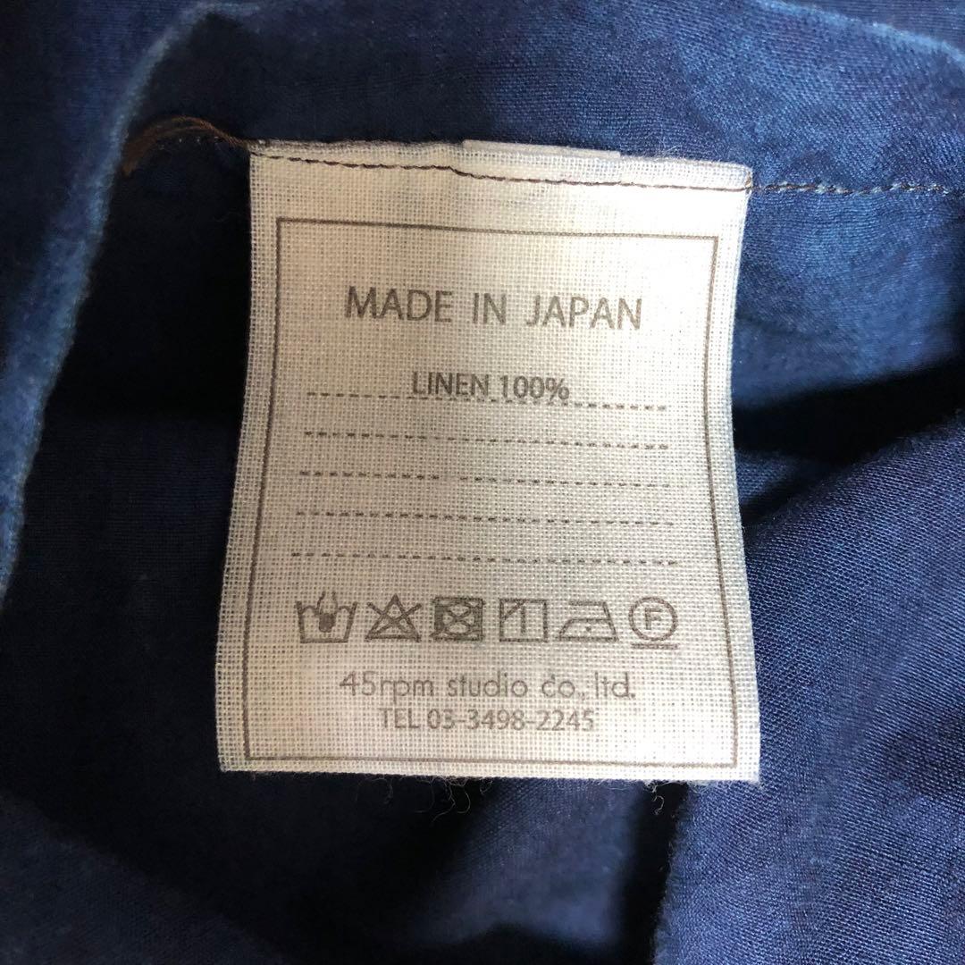 45R 藍染め908ヴィンテージリネンのコート インディゴブルー