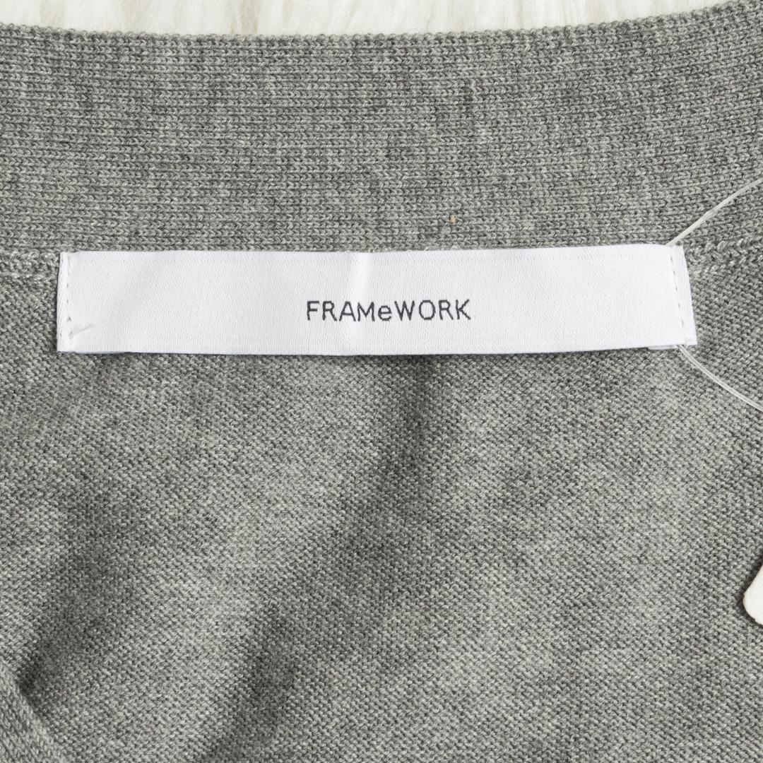 未使用 FRAMeWORK イタリアヤーン CO Vネックカーディガン グレー