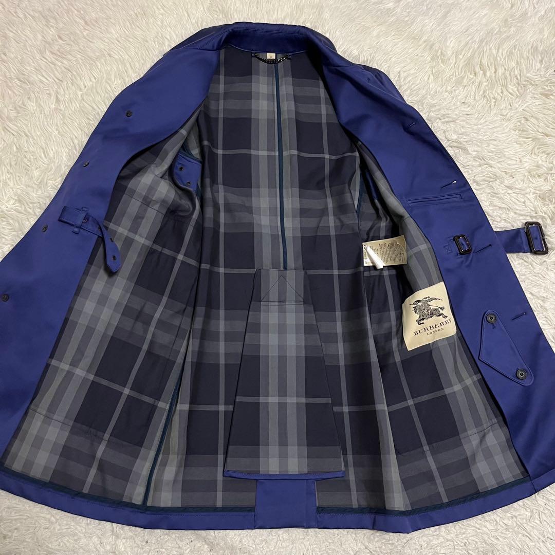 希少極美品　バーバリーロンドン　トレンチコート　ノバチェック　ブルー　46サイズ