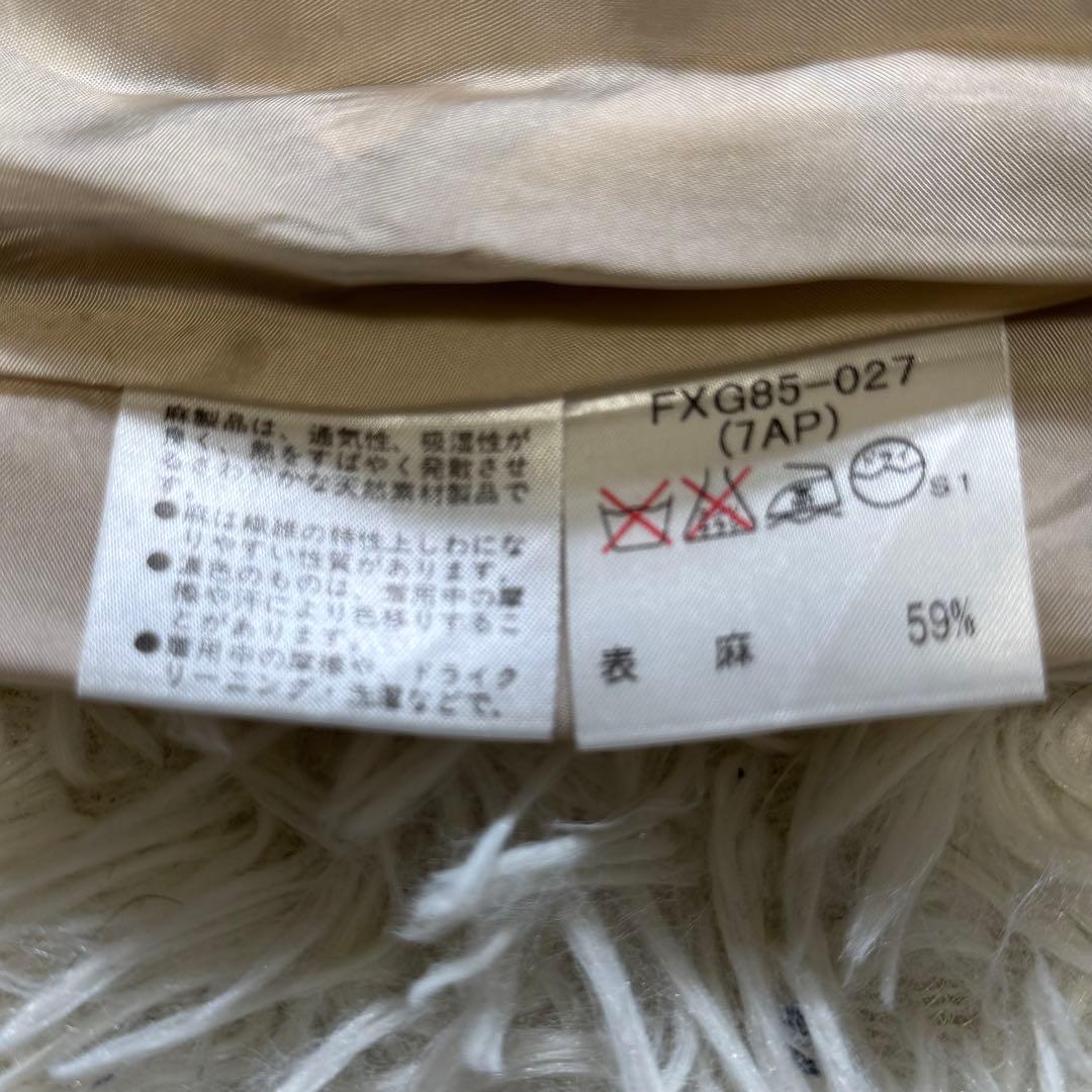 美品☆バーバリー ロンドン 麻 ノバチェック 膝丈 Aライン