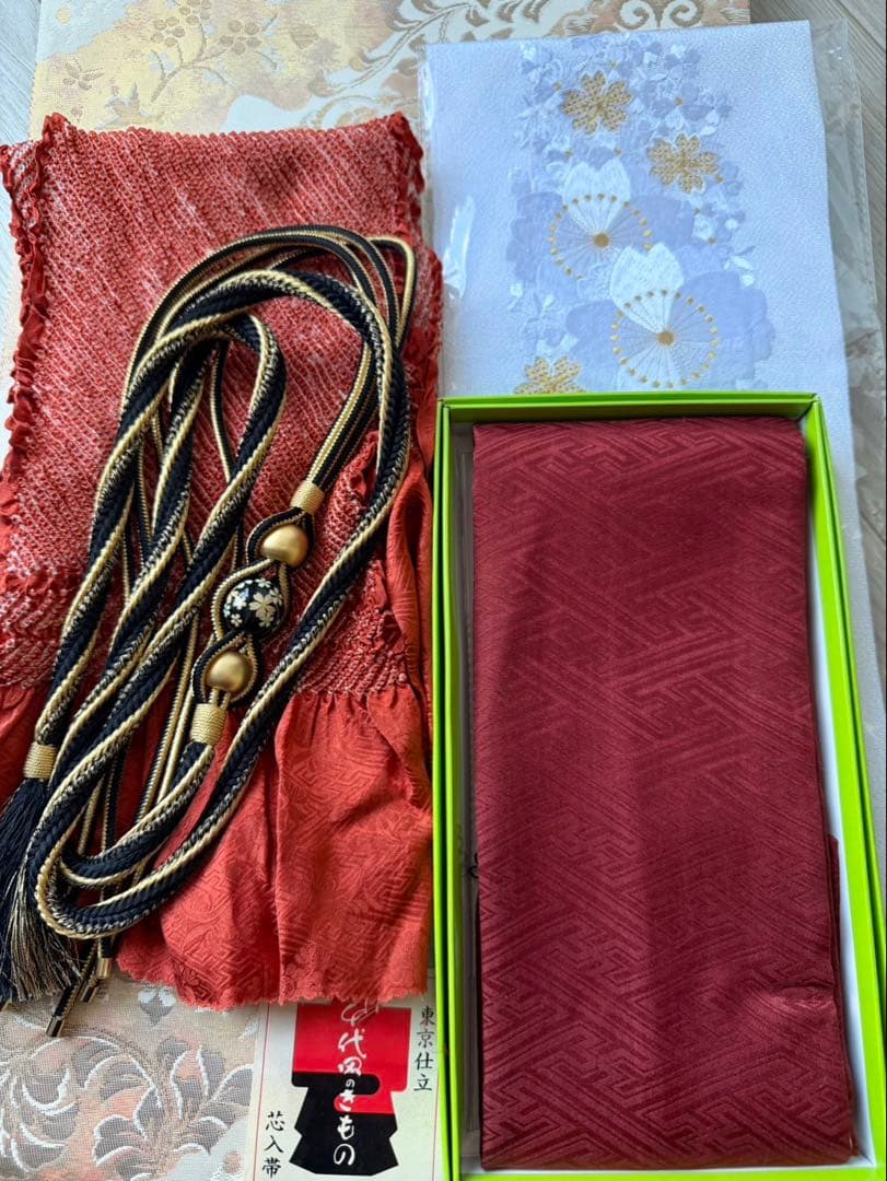 【極美品】正絹 振袖6点セット 金色の箔 白地 古典柄 フルセット可 No6/6