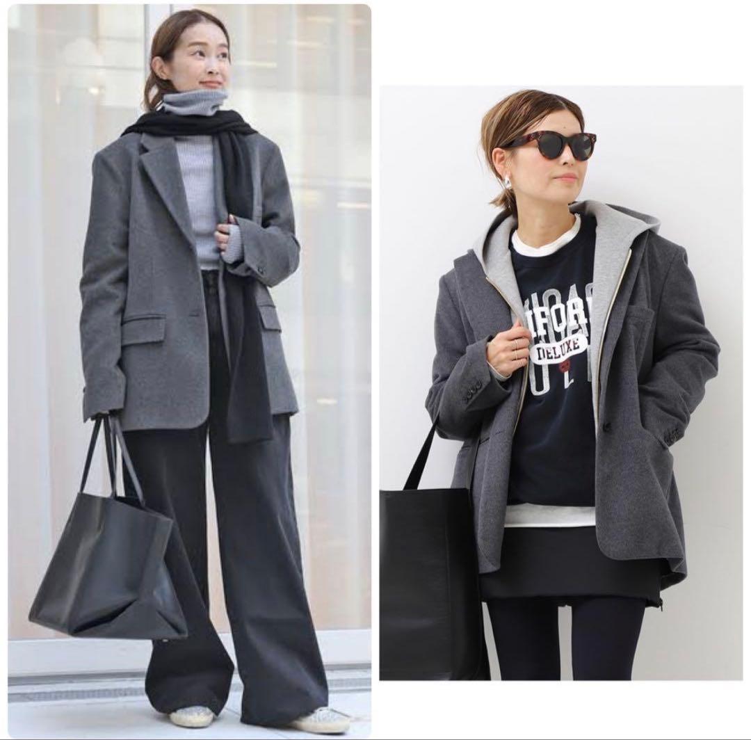 美品23AW　ドゥーズィエムクラス　DadJacketコート　カシミア混　グレー