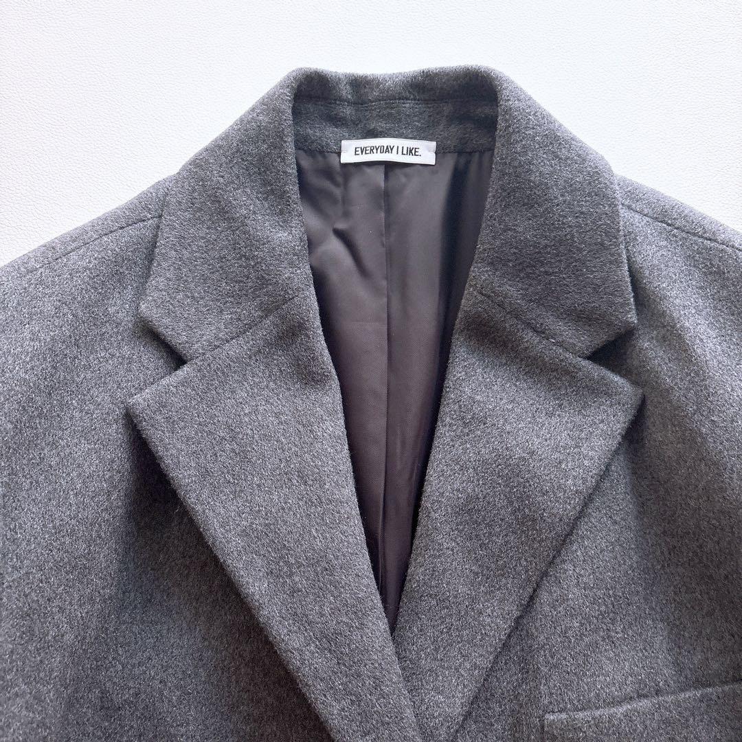 美品23AW　ドゥーズィエムクラス　DadJacketコート　カシミア混　グレー
