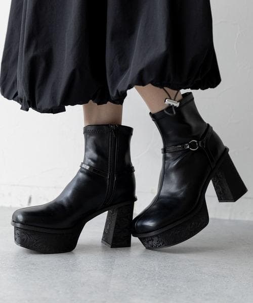 【美品】HARE　ガラソールチャンキーブーツ　ブラック　厚底　Mサイズ