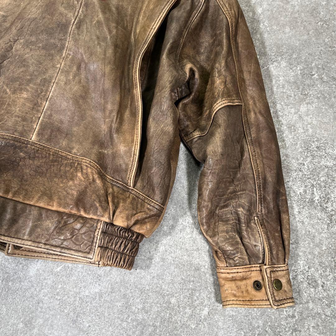 雰囲気抜群 90s レザーフライトジャケット　A-2 M　YKK ライナー欠品
