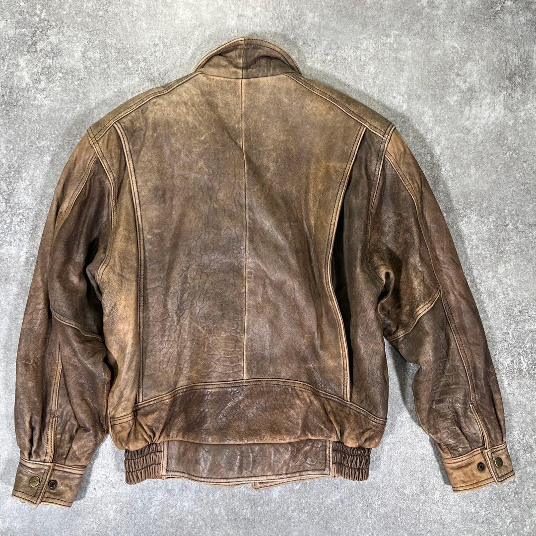 雰囲気抜群 90s レザーフライトジャケット　A-2 M　YKK ライナー欠品
