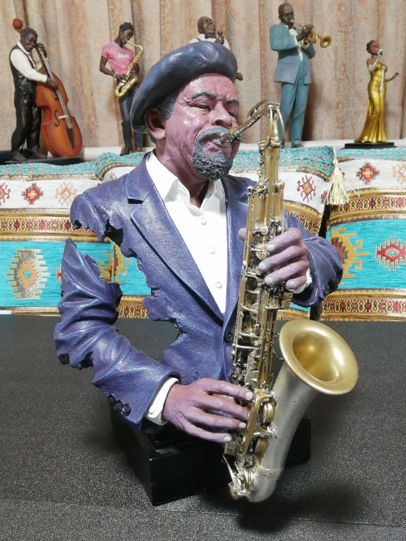 黒人 Jazz Sax Player ジャズ奏者 オブジェ 置物