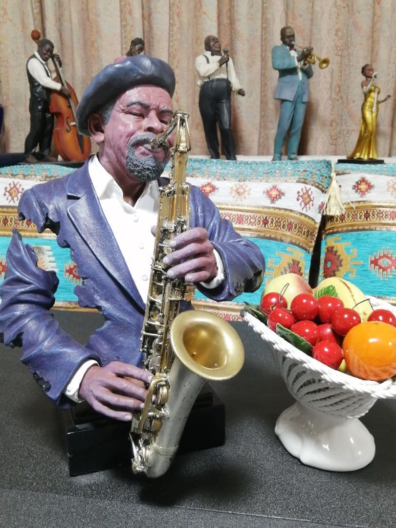 黒人 Jazz Sax Player ジャズ奏者 オブジェ 置物