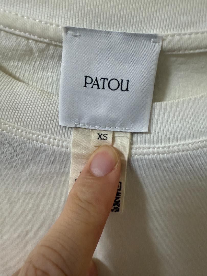 正規美品 PATOU ロゴTシャツ XS 白 ポルトガル製 パトゥ オーガニック