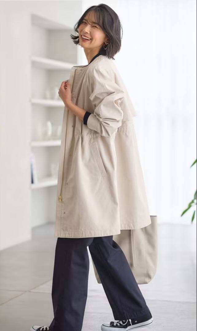 新品未使用品　23区 ライトツイルノーカラーコート　Sサイズ　30