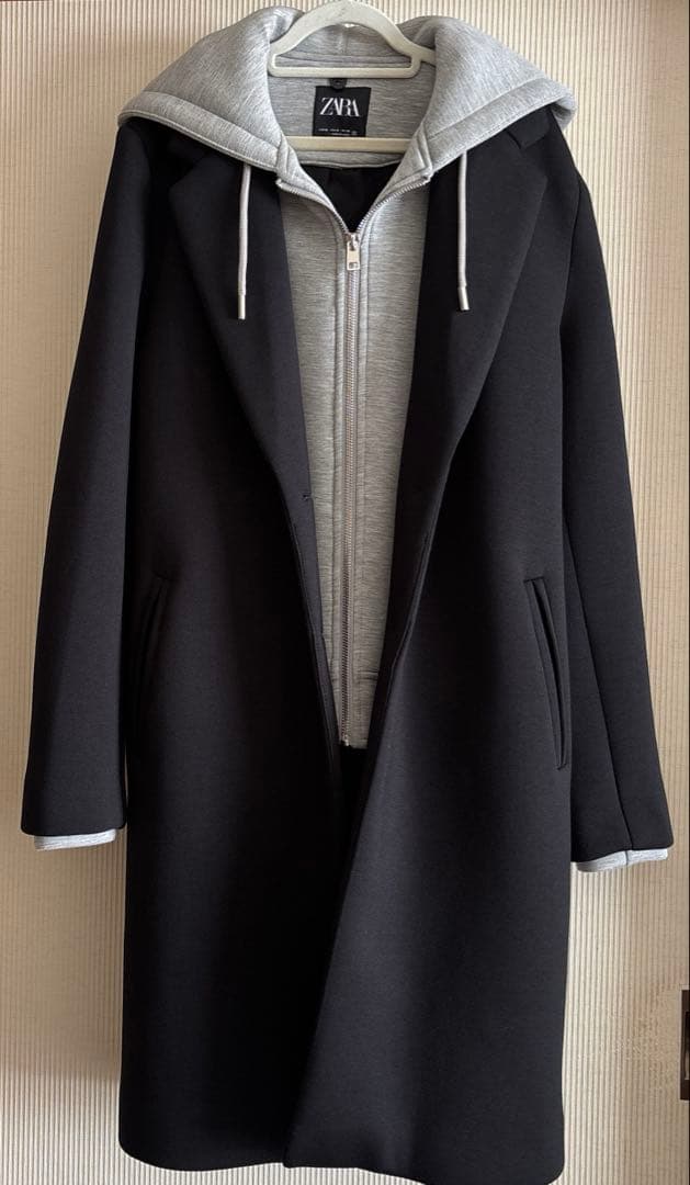 ZARA デタッチャブルフード コントラストコート　M〜L 美品