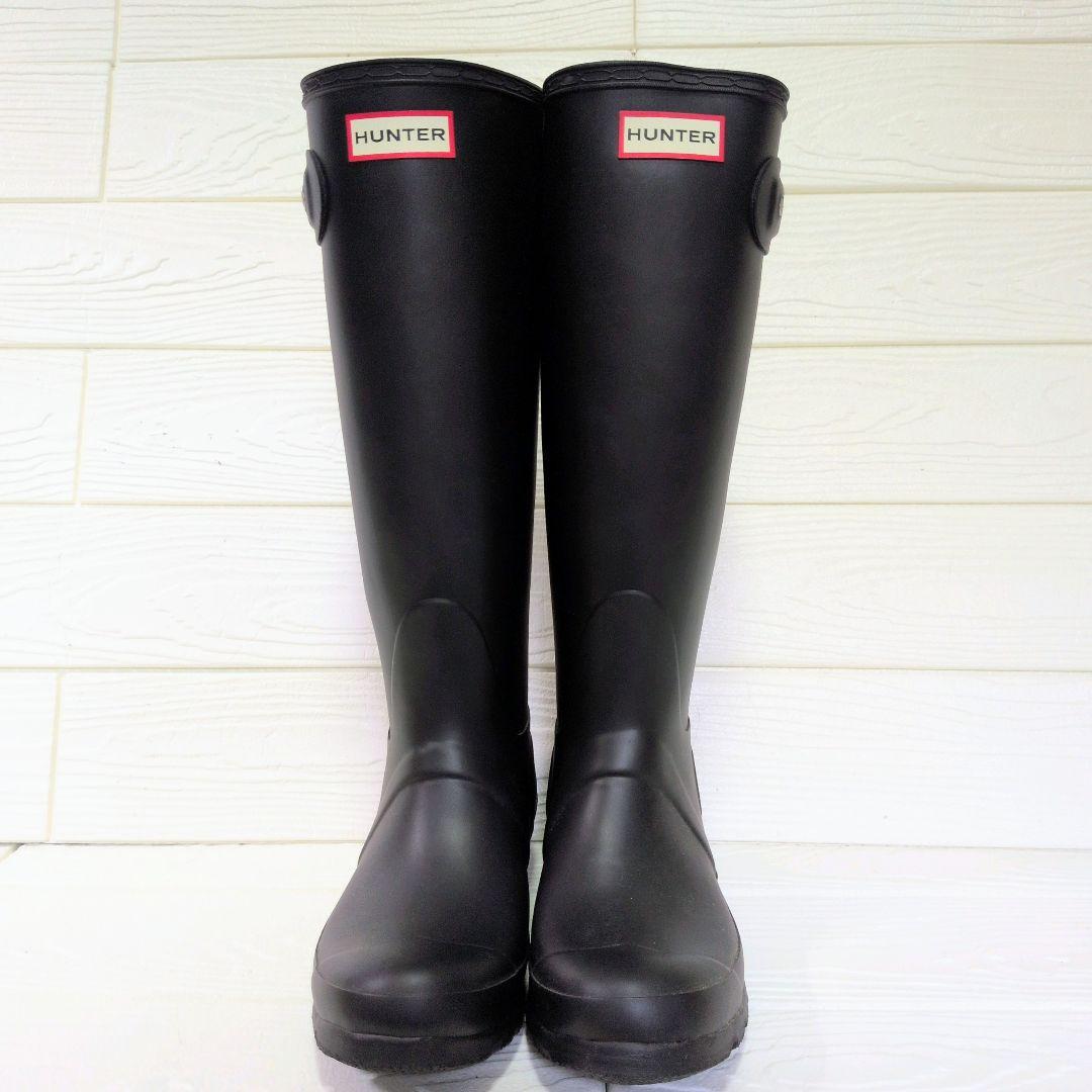 【美品】HUNTER ブラック レインシューズ　長靴　ロングブーツ　23.5