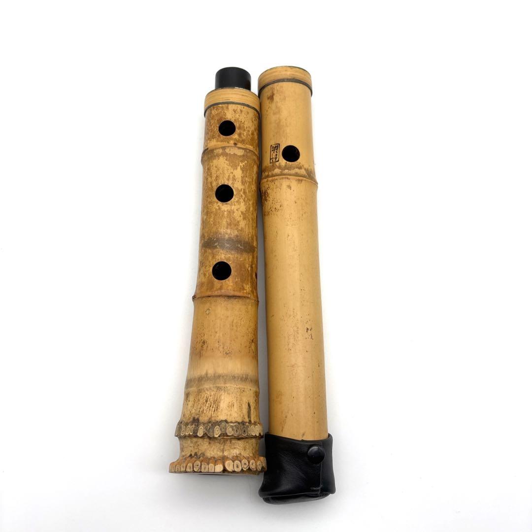 【美品】尺八　琴古流　バチ型　銘あり　竹治　1尺6寸　5孔　和楽器　唄口五号