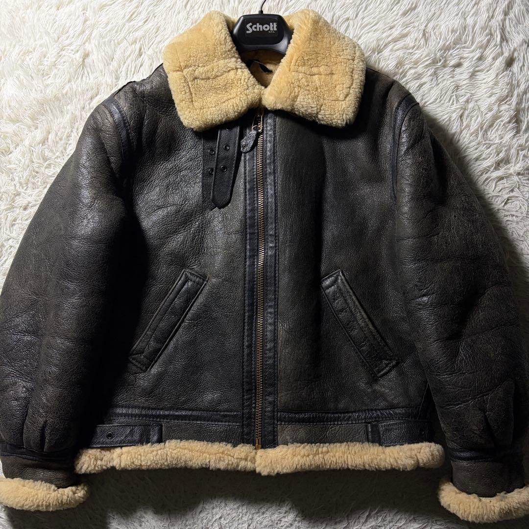 【米国製】schott フライトジャケット　B-3 羊革　ムートン　40