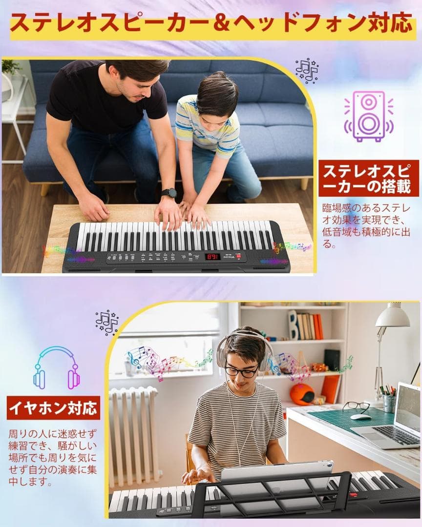 電子ピアノ 61鍵盤 電子キーボード キーボード ピアノ 60デモ曲 200音色