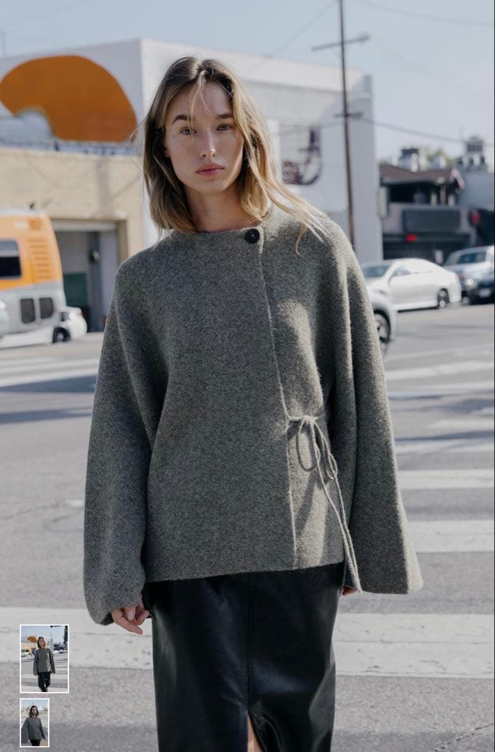 ◆ZARA◆ロングスリーブスリットニットカーディガン