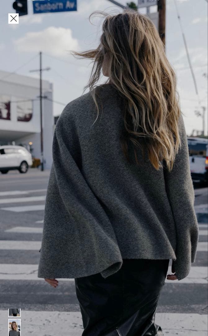 ◆ZARA◆ロングスリーブスリットニットカーディガン