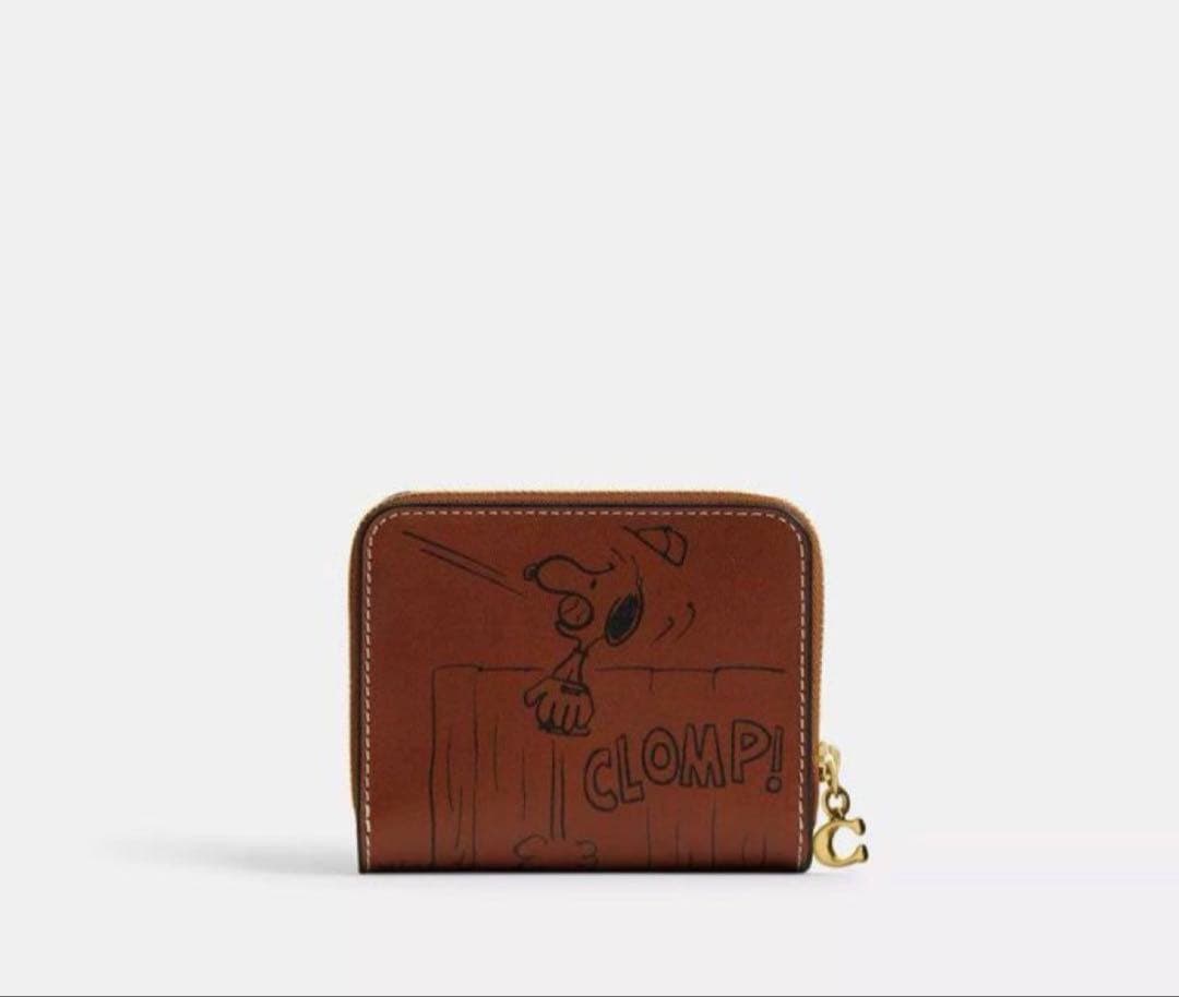 ポポロ❣️Coachコーチ スヌーピー ピーナッツ二つ折り財布 ブラウン新品