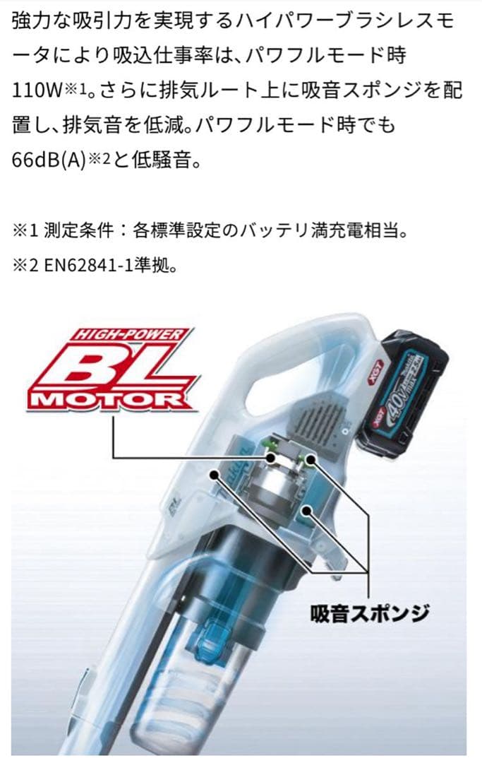 マキタ40Vmax用充電式クリーナ CL004GZW