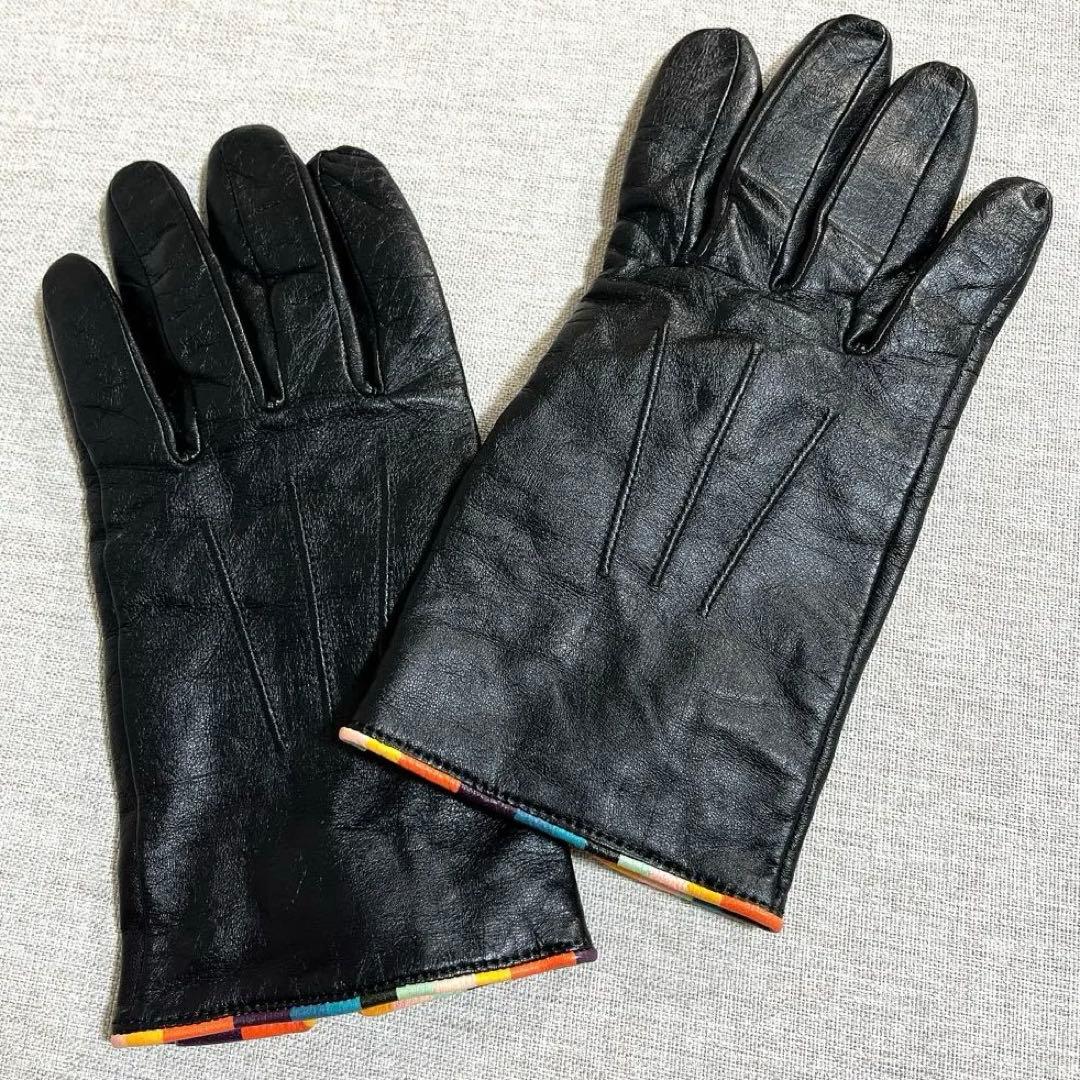 ポールスミス グローブ 手袋 レザー 羊革 カシミヤ タッチパネル対応 ブラック