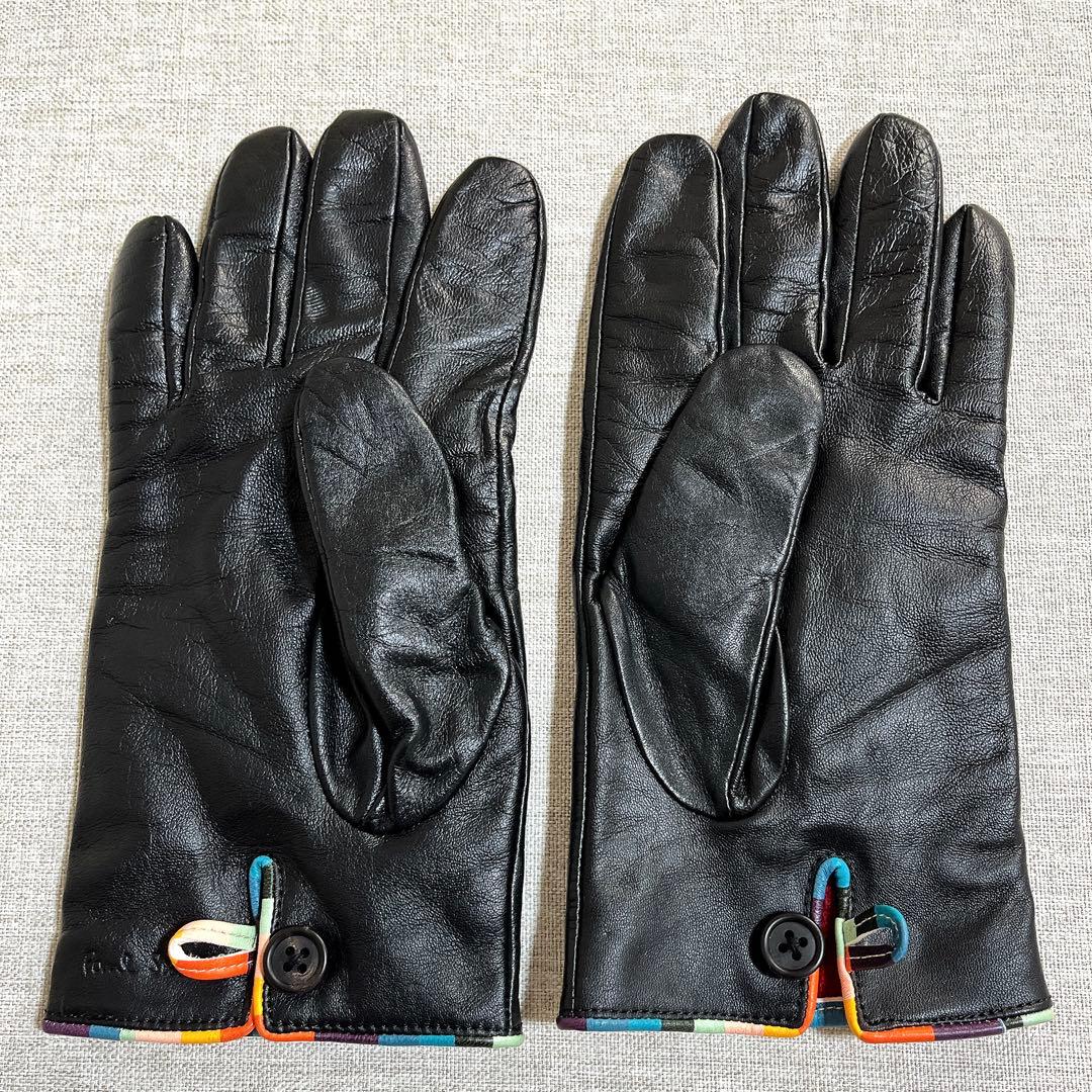 ポールスミス グローブ 手袋 レザー 羊革 カシミヤ タッチパネル対応 ブラック