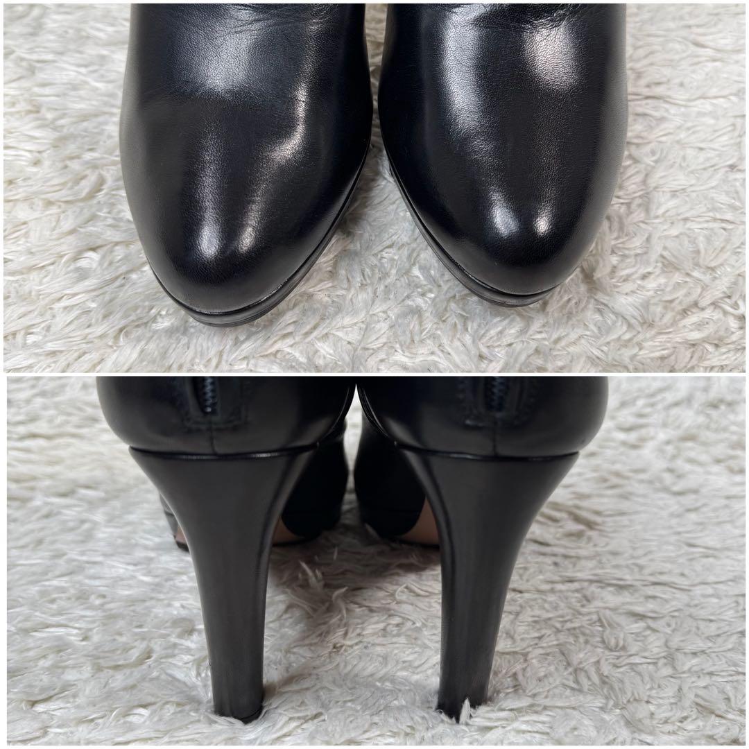 プラダ PRADA ショートブーツ バックジップ レザー ハイヒール 24.0