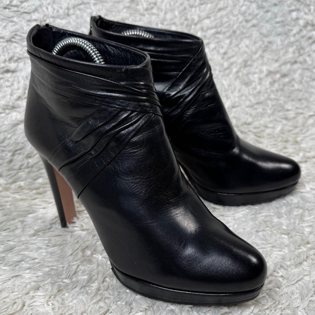 プラダ PRADA ショートブーツ バックジップ レザー ハイヒール 24.0