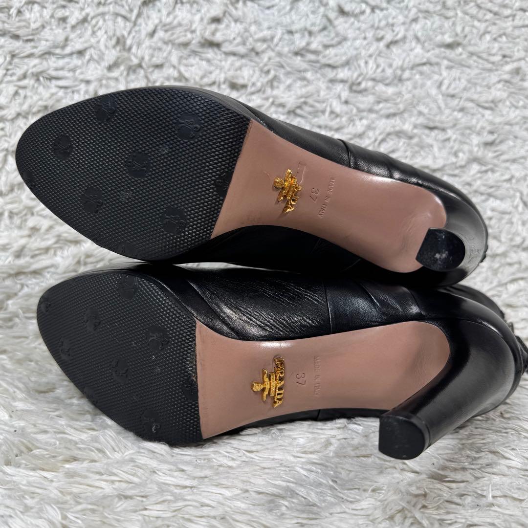 プラダ PRADA ショートブーツ バックジップ レザー ハイヒール 24.0