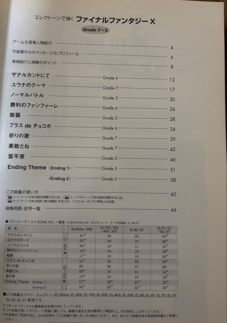 新春セールエレクトーン楽譜 ファイナルファンタジーⅩ FD付