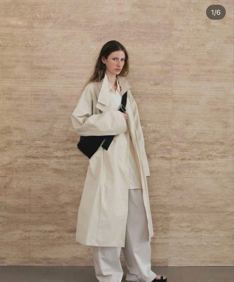 anukeのStandcollar Long Coat アイボリー
