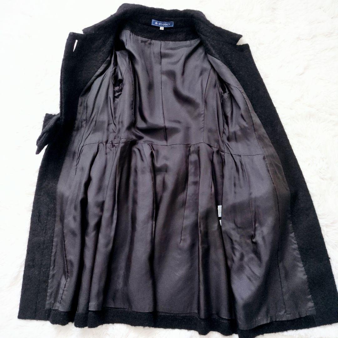 美品✨エムズグレイシー ロングコート アンゴラ カメリア 黒 38