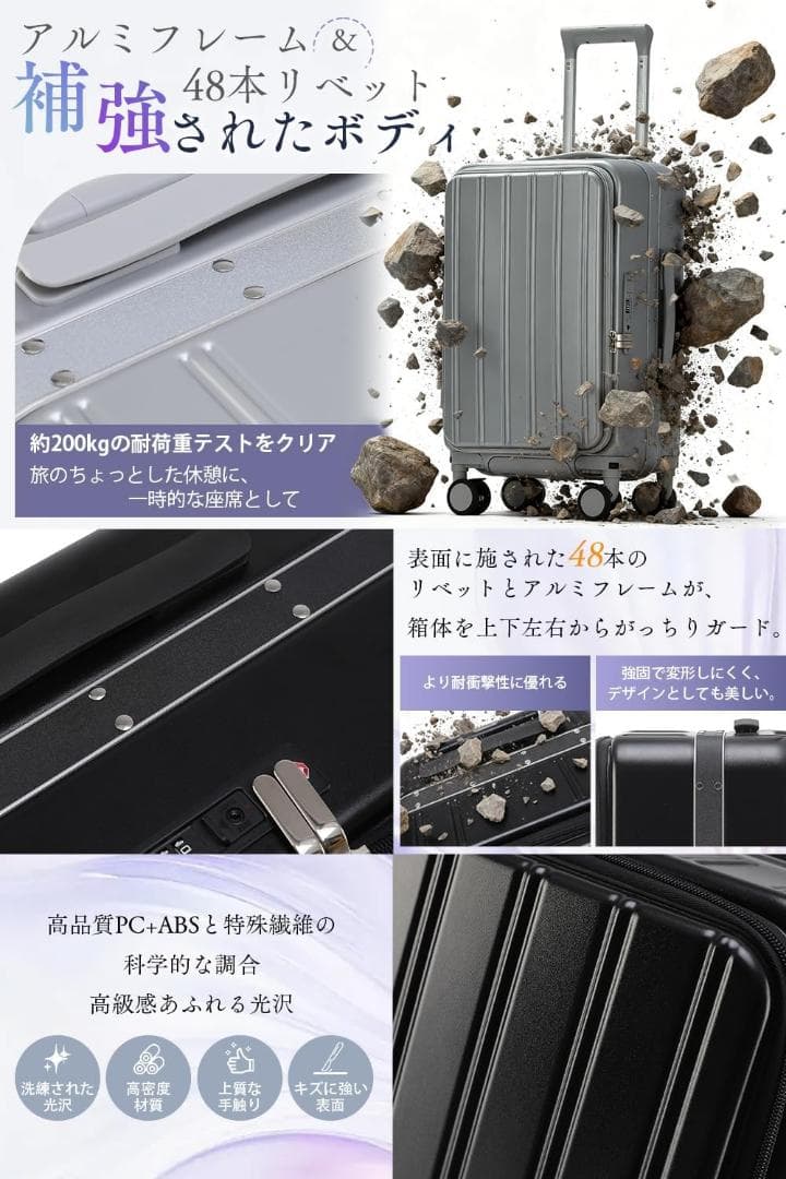 ❤️スーツケース❤️機内持ち込み 片開き 軽量 多機能 キャリーケース　TSAロック