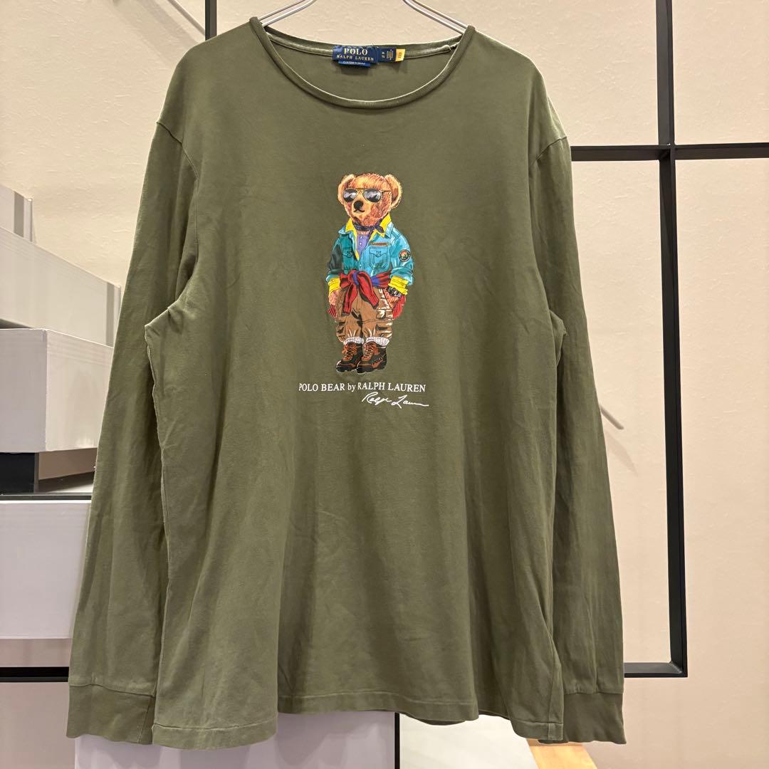 ポロラルフローレン　ポロベア　カーキ　長袖Tシャツ　qrタグ