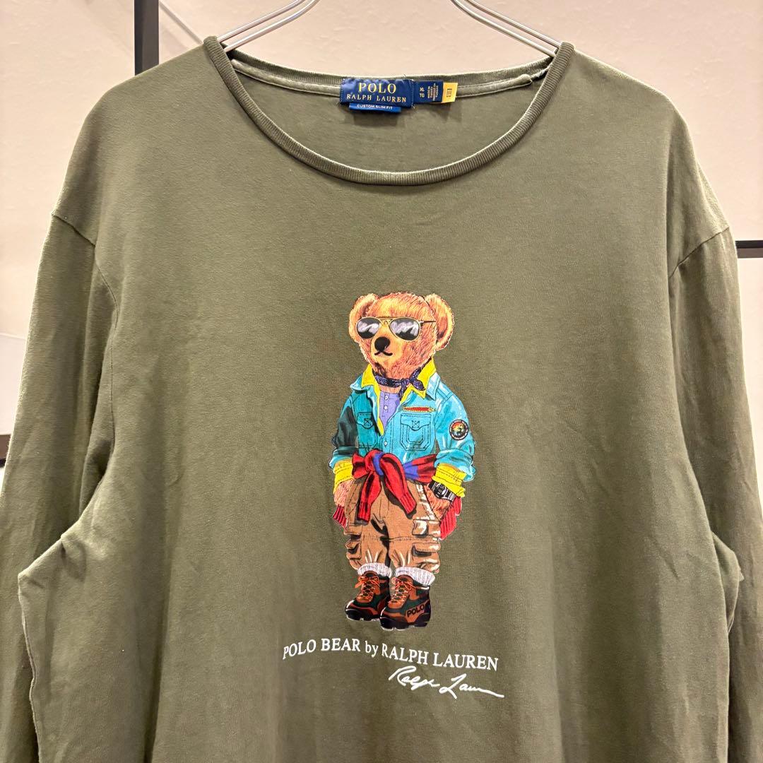 ポロラルフローレン　ポロベア　カーキ　長袖Tシャツ　qrタグ