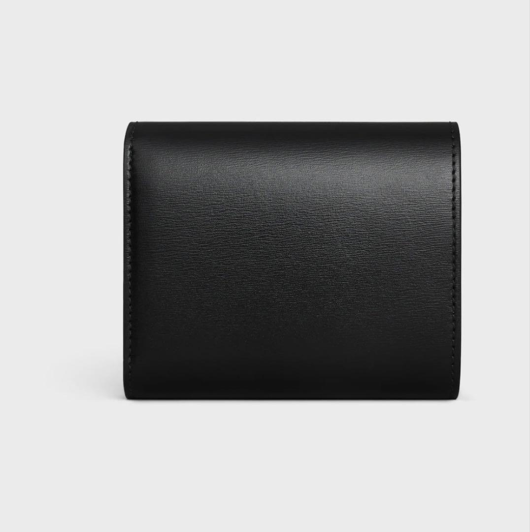CELINE ブラック 三つ折り財布(黒)スモールフラップウォレットトリオンフ