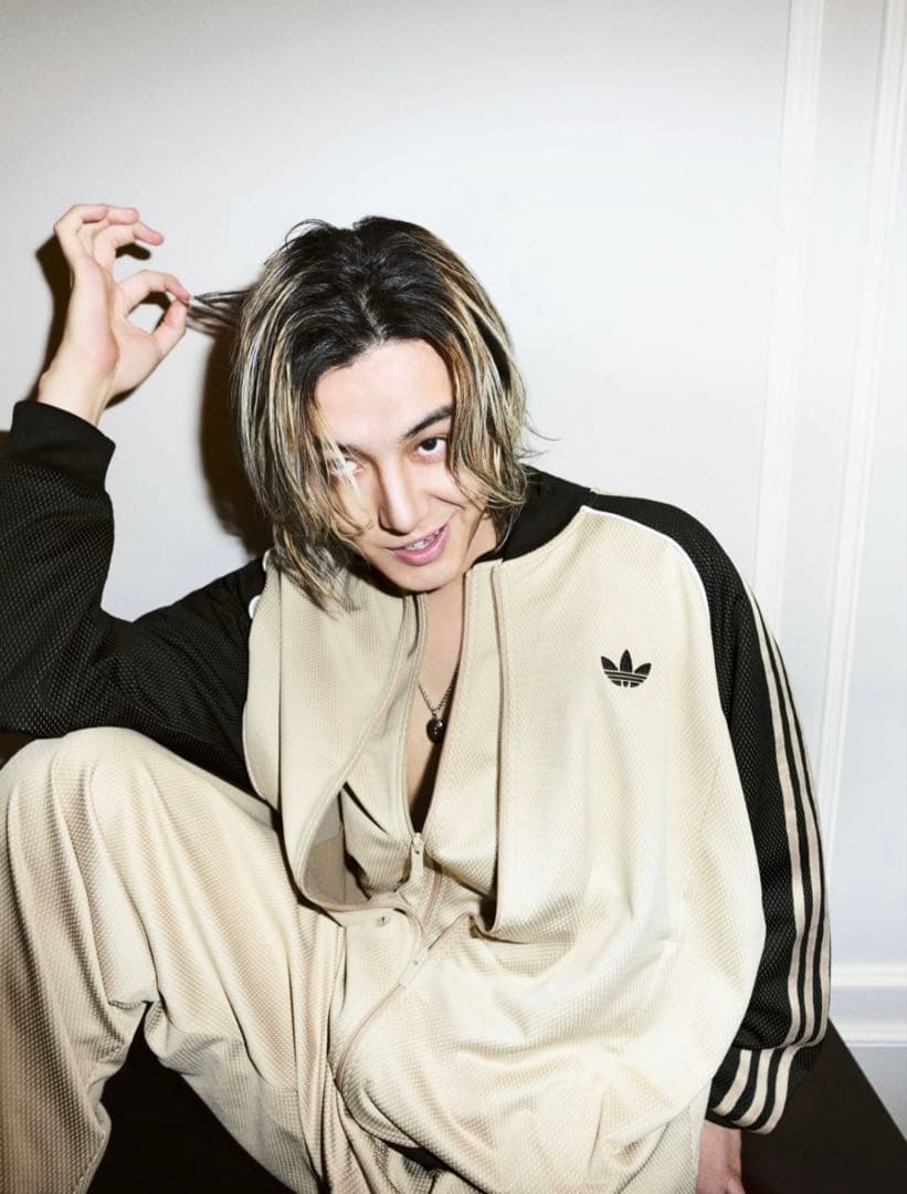 adidas 藤井風さん着用 ルーズメッシュトラックパンツ L