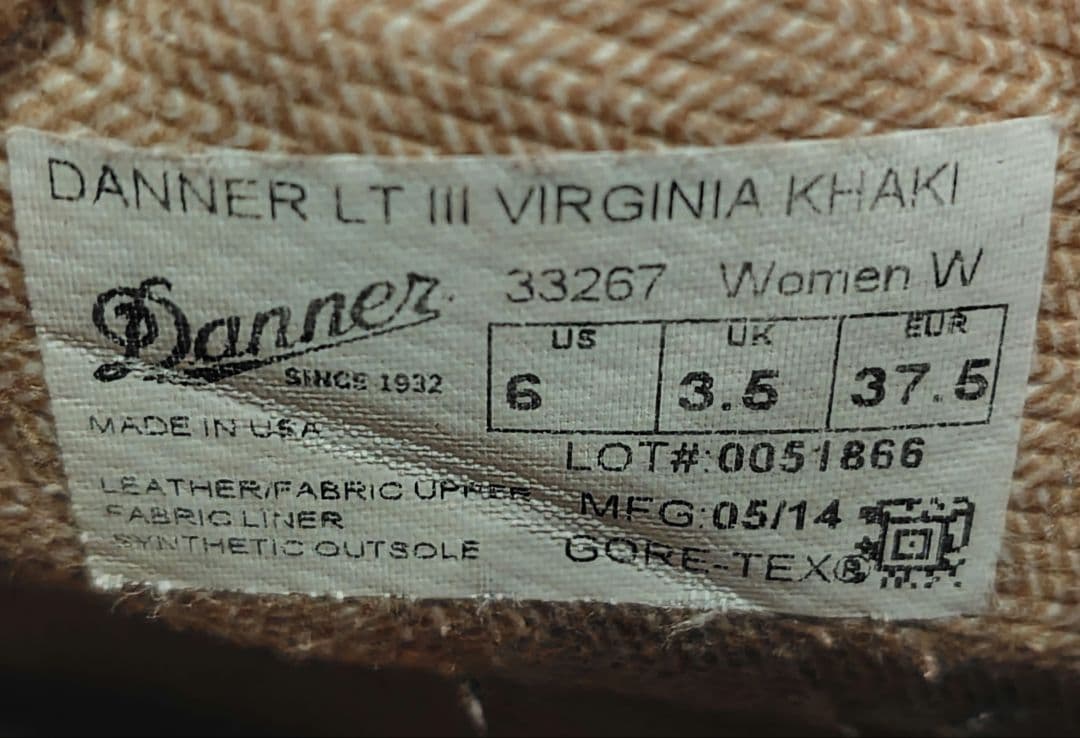 【リペア済】Danner ダナーライトⅢ ヴァージニア カーキ US6.0W