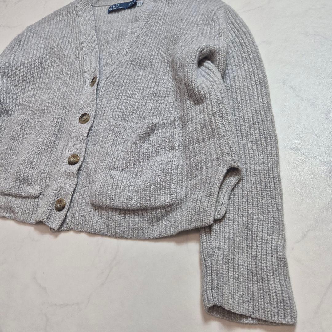 【現行 美品】ポロバイラルフローレン カシミヤ混 Vネック カーディガン グレー