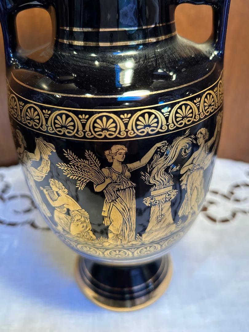 ギリシャハンドメイド陶器　24K 金彩　花瓶
