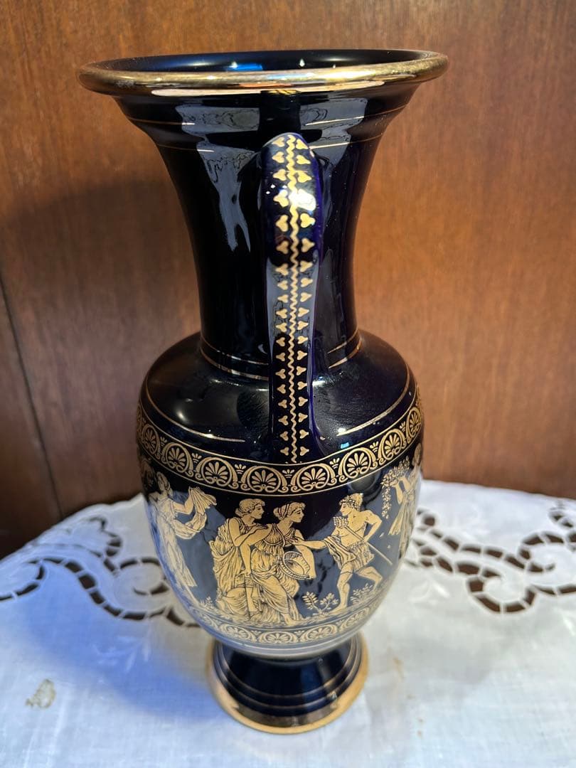 ギリシャハンドメイド陶器　24K 金彩　花瓶