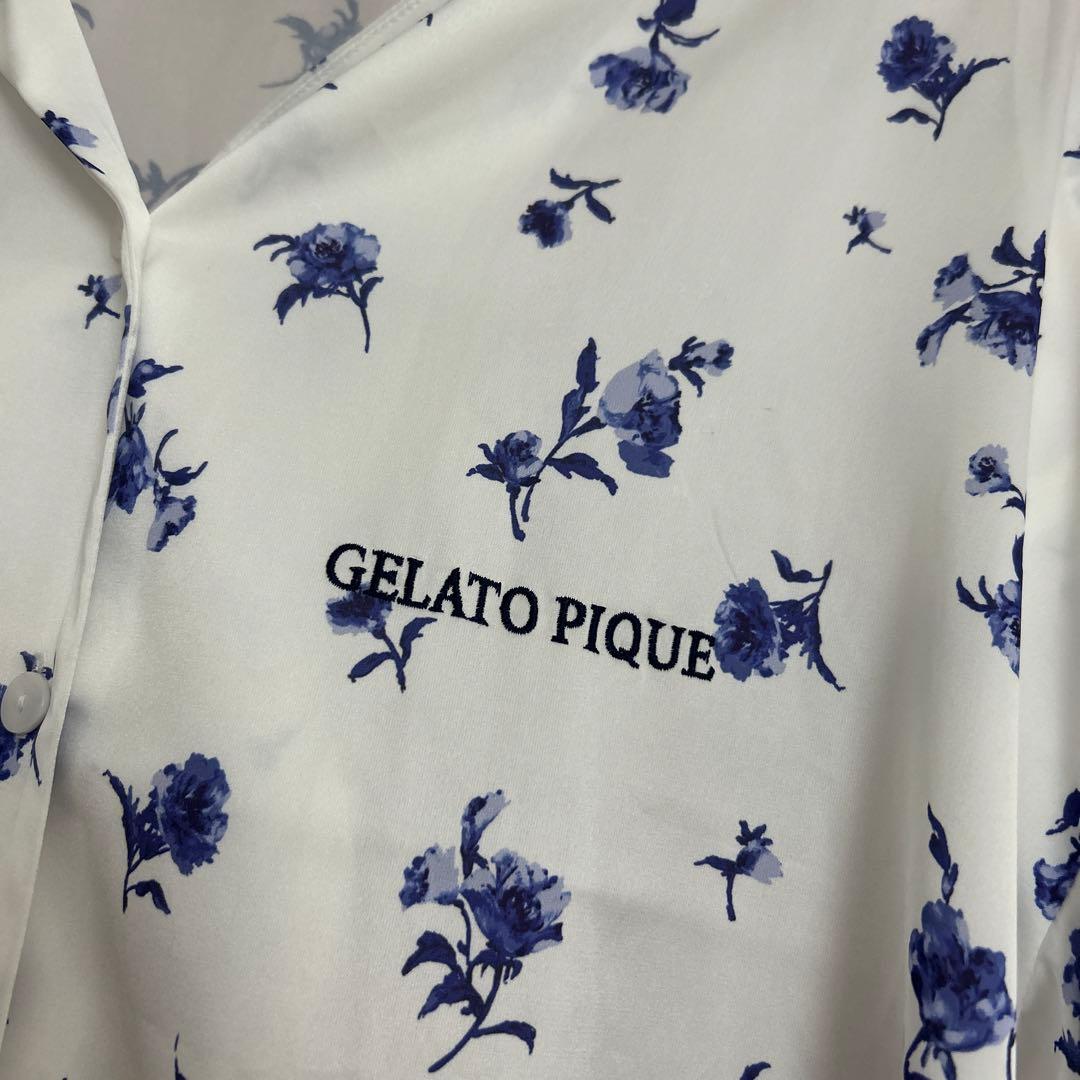 ジェラートピケ gelatopique 花柄サテンシャツ ロングパンツ セット