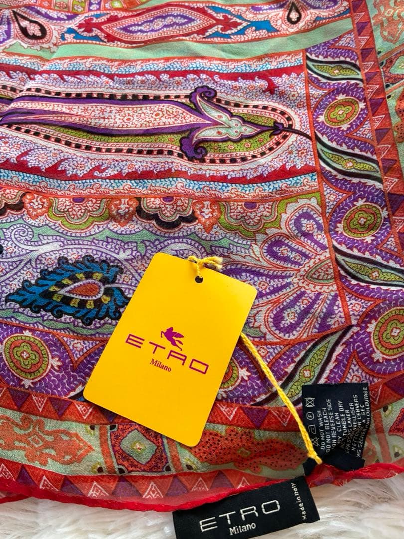【新品未使用品‼️】ETRO エトロ ペイズリー柄 ストール マフラー シルク