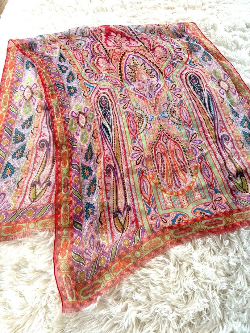 【新品未使用品‼️】ETRO エトロ ペイズリー柄 ストール マフラー シルク