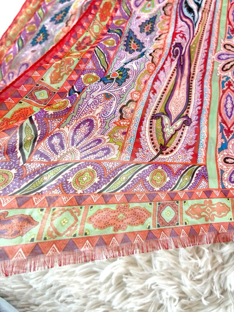 【新品未使用品‼️】ETRO エトロ ペイズリー柄 ストール マフラー シルク